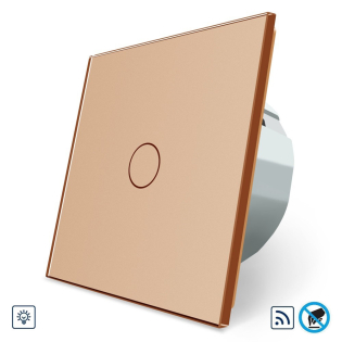 Бесконтактный радиоуправляемый диммер 1 сенсор Livolo золото стекло (VL-C701DR-PRO-13)