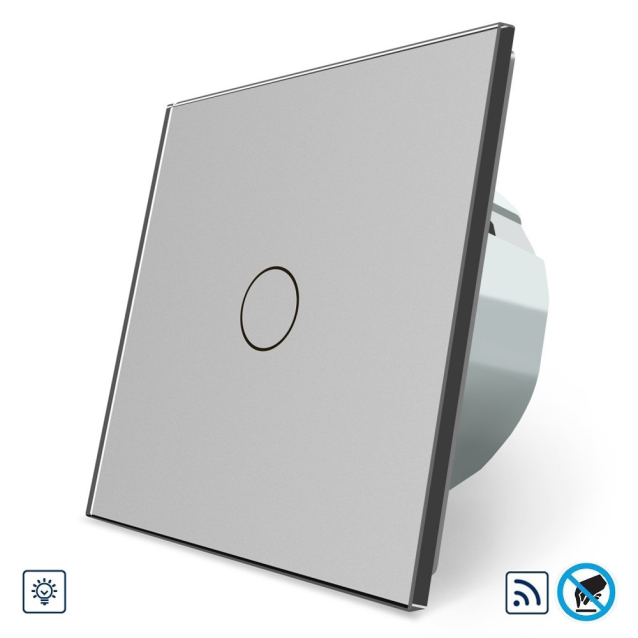 Бесконтактный радиоуправляемый диммер 1 сенсор Livolo серый стекло (VL-C701DR-PRO-15)