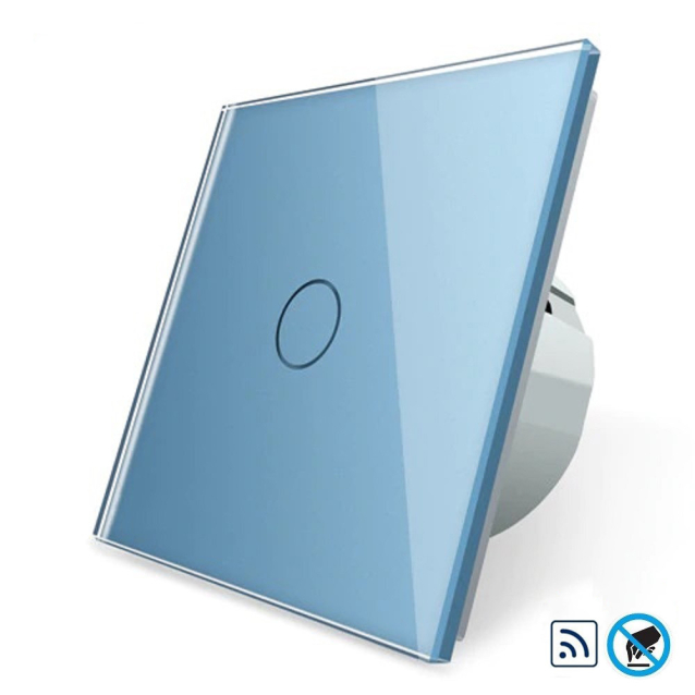 Бесконтактный радиоуправляемый выключатель1 сенсор Livolo голубой стекло (VL-C701R-PRO-19)
