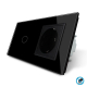 Бесконтактный выключатель 1 сенсор 1 розетка Livolo черный стекло (VL-C701/C7C1EU-PRO-12)