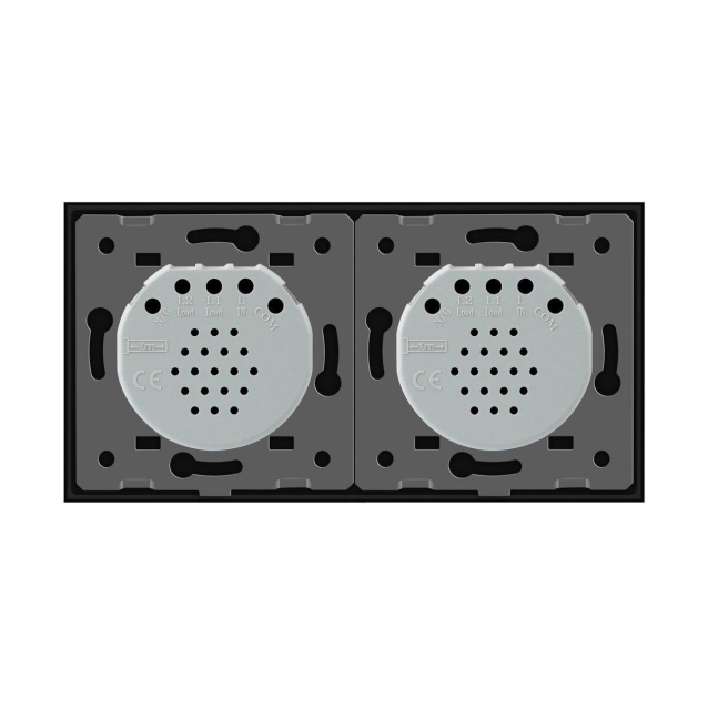 Бесконтактный выключатель 2 сенсора (1-1) Livolo черный стекло (VL-C701/C701-PRO-12)