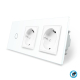 Бесконтактный выключатель 1 сенсор 2 розетки Livolo белый стекло (VL-C701/C7C2EU-PRO-11)