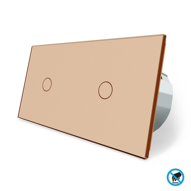 Бесконтактный выключатель 2 сенсора (1-1) Livolo золото стекло (VL-C701/C701-PRO-13)