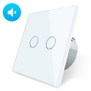Бесшумный сенсорный выключатель 2 сенсора Livolo белый стекло (VL-C702Q-11)