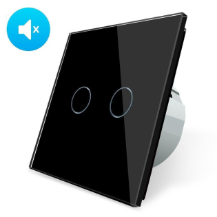 Бесшумный сенсорный выключатель 2 сенсора Livolo черный стекло (VL-C702Q-12)
