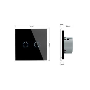 Бесшумный сенсорный выключатель 2 сенсора Livolo черный стекло (VL-C702Q-12)