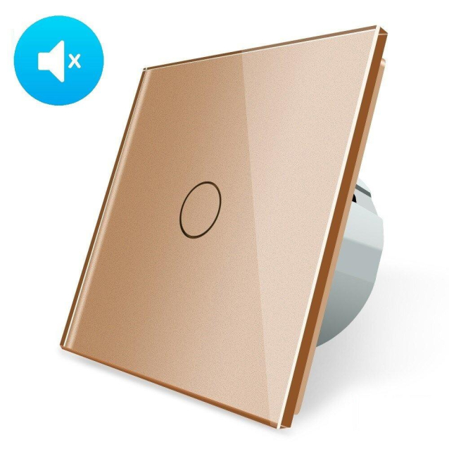 Бесшумный сенсорный выключатель 1 сенсор Livolo золото стекло (VL-C701Q-13)