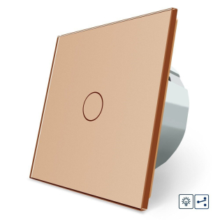 Сенсорный проходной диммер Livolo золотой стекло (VL-C7FC1SD1-2GAP)