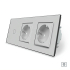 Сенсорный диммер 1 сенсор 2 розетки Livolo серый стекло (VL-C701D/C7C2EU-15)