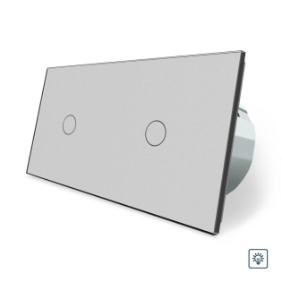 Сенсорный диммер 2 сенсора (1-1) Livolo серый стекло (VL-C701D/C701D-15)