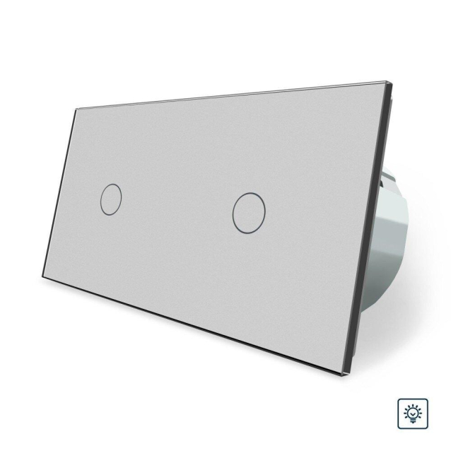 Сенсорный диммер 2 сенсора (1-1) Livolo серый стекло (VL-C701D/C701D-15)