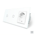 Сенсорный диммер 2 сенсора (1-1) 1 розетка Livolo белый стекло (VL-C701D/C701D/C7C1EU-11)