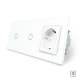 Сенсорный диммер 2 сенсора (1-1) 1 розетка Livolo белый стекло (VL-C701D/C701D/C7C1EU-11)