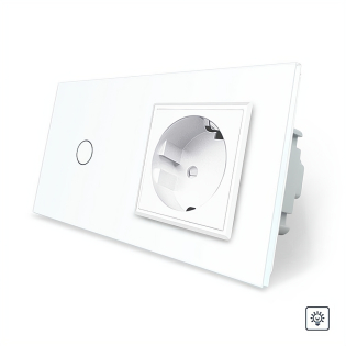 Сенсорный диммер 1 сенсор 1 розетка Livolo белый стекло (VL-C701D/C7C1EU-11)