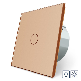 Сенсорная кнопка 1 сенсор Сухой контакт Livolo золото стекло (VL-C701IH-13)