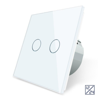 Сенсорный выключатель 2 сенсора 12/24В Livolo белый стекло (VL-C702C-11)