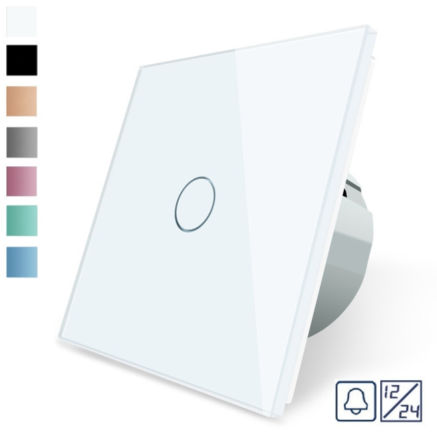 Сенсорная кнопка 1 сенсор 12/24V Livolo белый стекло (VL-C701CH-11)