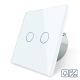 Сенсорная кнопка 2 сенсора 12/24В Livolo белый стекло (VL-C702CH-11)