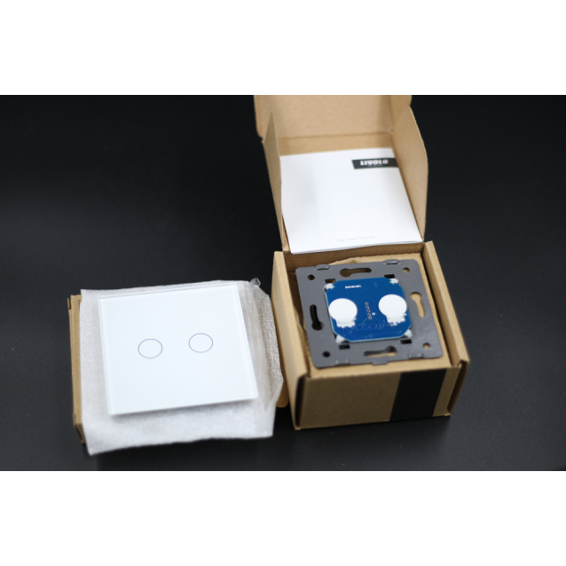 Сенсорная кнопка 2 сенсора 12/24В Livolo белый стекло (VL-C702CH-11)