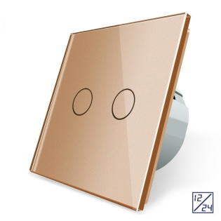 Сенсорный выключатель 2 сенсора 12/24В Livolo золотой стекло (VL-C702C-13)