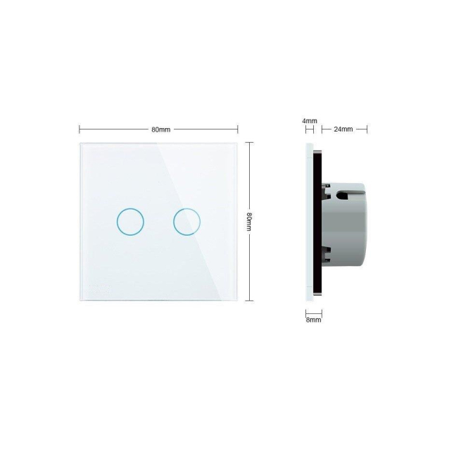 Сенсорная кнопка 2 сенсора Сухой контакт Livolo белый стекло (VL-C702IH-11)