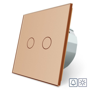 Сенсорная кнопка 2 сенсора Сухой контакт Livolo золото стекло (VL-C702IH-13)