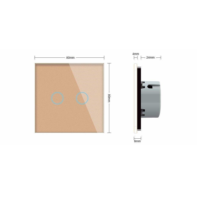 Сенсорная кнопка 2 сенсора Сухой контакт Livolo золото стекло (VL-C702IH-13)