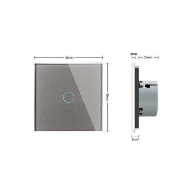 Сенсорная кнопка 1 сенсор Сухой контакт Livolo серый стекло (VL-C701IH-15)