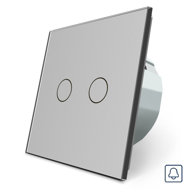 Сенсорная кнопка 2 сенсора Импульсный выключатель Livolo серый стекло (VL-C702H-15)