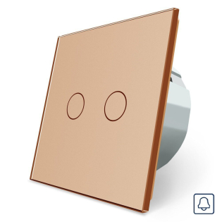 Сенсорная кнопка 2 сенсора Импульсный выключатель Livolo золото стекло (VL-C702H-13)