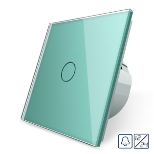 Сенсорная кнопка 1 сенсор 12/24V Livolo зеленый стекло (VL-C701CH-18)