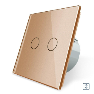 Сенсорный выключатель 2 сенсора для ролет штор ворот жалюзи Livolo золото стекло (VL-C702W-13)