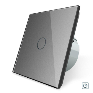 Сенсорный выключатель таймер Выключатель с реле времени Livolo серый стекло (VL-C7FC1T-2GIP)