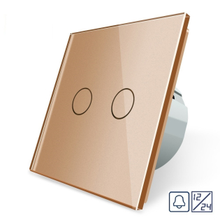 Сенсорная кнопка 2 сенсора 12/24В Livolo золотой стекло (VL-C702CH-13)