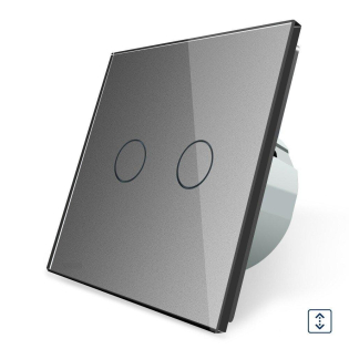 Сенсорный выключатель 2 сенсора для ролет штор ворот жалюзи Livolo серый стекло (VL-C702W-15)