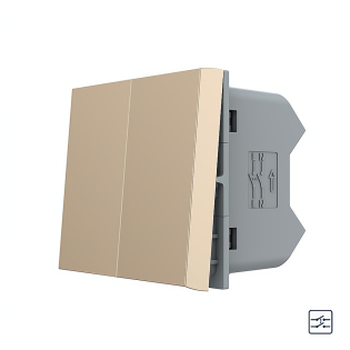 Механизм двухклавишный перекрестный выключатель Livolo золотой (VL-FCMM10A-1AP)