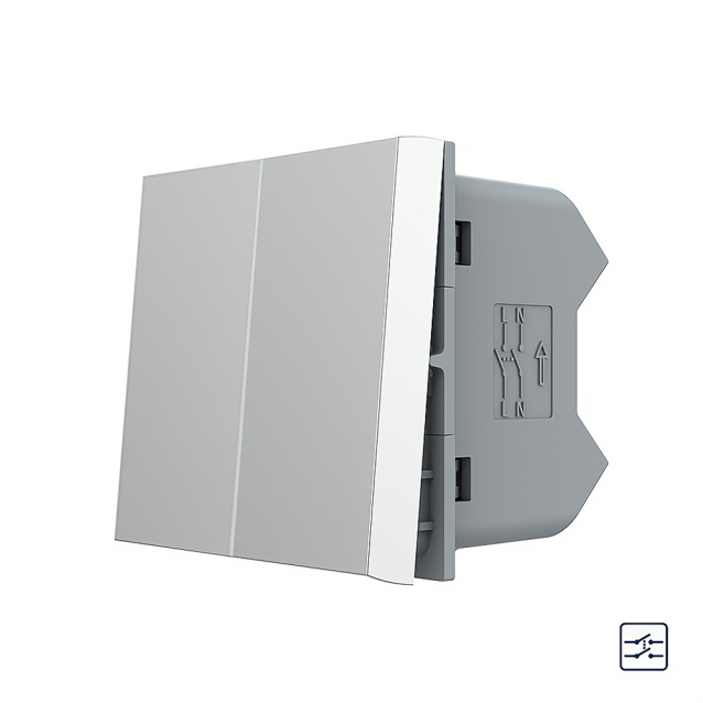 Механизм двухклавишный перекрестный выключатель Livolo серый (VL-FCMM10A-1IP)