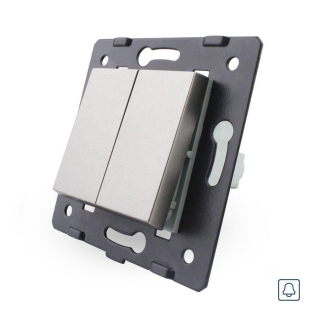 Механизм двухклавишная кнопка Импульсный выключатель Livolo серый (720100515)