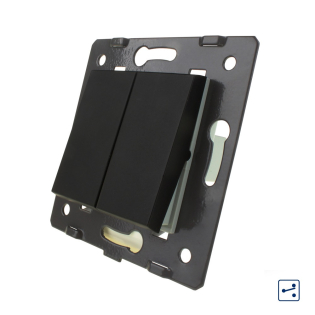 Механизм двухклавишный проходной выключатель Livolo черный (C7-K2S-12)