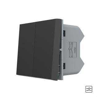 Механизм двухклавишный перекрестный выключатель Livolo черный (VL-FCMM10A-1BP)