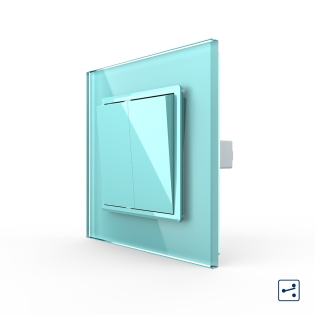 Двухклавишный проходной выключатель Livolo зеленый стекло (VL-C7K2S-18)