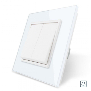 Двухклавишная кнопка Импульсный выключатель Livolo белый стекло (VL-C7K2H-11)