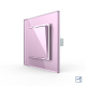 Двухклавишный проходной выключатель Livolo розовый стекло (VL-C7K2S-17)