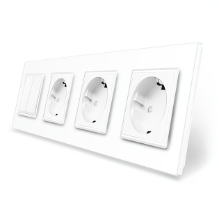 Двухклавишный выключатель с тройной розеткой Livolo белый стекло (VL-C7K2/FCTC16A/FCTC16A/FCTC16A-8WP)