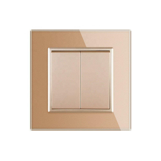 Двухклавишный выключатель Livolo золотой стекло (VL-C7K2-13)