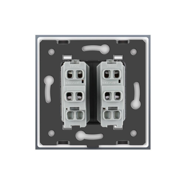 Двухклавишный выключатель Livolo золотой стекло (VL-C7K2-13)