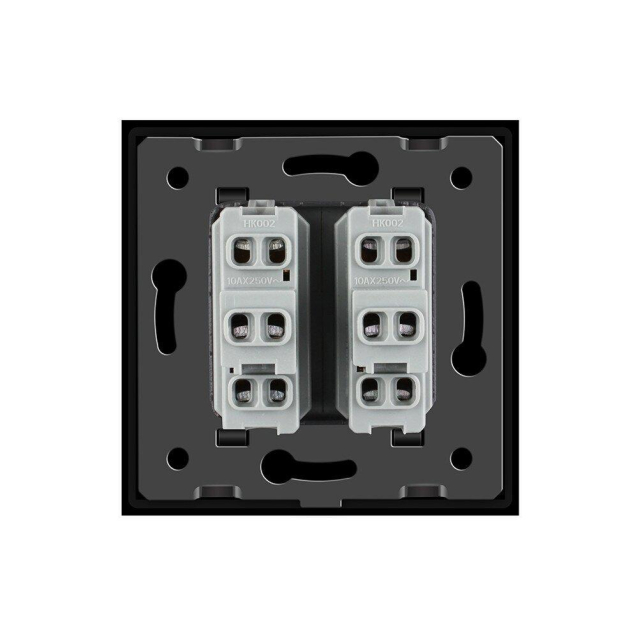 Двухклавишная кнопка Импульсный выключатель Livolo черный стекло (VL-C7K2H-12)