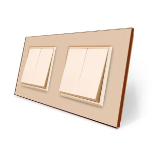 Комплект двухклавишных выключателей Livolo золотой стекло (VL-C7K2K2-13)