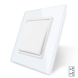 Одноклавишный перекрестный выключатель Livolo белый стекло (VL-C7FCMM10A-2WP)