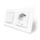 Двухклавишный выключатель с розеткой Livolo белый стекло (VL-C7C1EUK2-11)